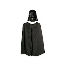 Çocuk Boy Yıldız Saşları Star Wars Darth Vadet Maskesi Ve 90 Cm Pelerin Seti Siyah