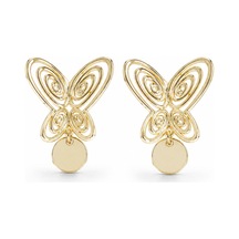 Füsun Küpesi Model Gold Renk Kelebek Model Pirinç Kadın Küpe Altın