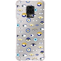 Prinrify Xiaomi Redmi Note 9s Uyumlu Nazar Boncuğu 2 Baskılı Şeffaf Köşe Korumalı Antişok Kılıf