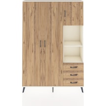 Arges Dolap 5 Raflı 3 Çekmeceli Tek Askılı 132x30x195 Aytaşı-çam/çam Atlas Çam/atlas Çam