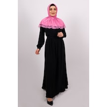 Hürrem Bone Pembe Pratik Hazır Geçmeli Tesettür Eşarp Viskon Kumaş Çıtçıtlı D Pembe
