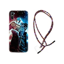 Infinix Smart 4 Kılıf Rasta Boyun Askılı Play Me 1757 Siyah