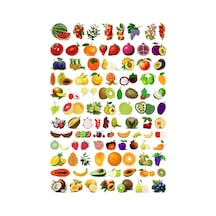 92 Adet Meyve Sticker Seti - Etiket Seti Scrapbook Bullet Journal Çok Renkli
