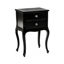 Roys Ahşap Çift Çekmeceli Lükens Siyah Lake  Komodin  Telefonluk