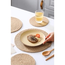 Nishev 6 Lı Hasır 34cm Büyük Boy Amerikan Servisi Supla Örme Bambu Sarı