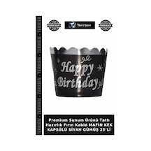 Premium Sunum Ürünü Tatlı Hazırlık Fırın Kabid Mafin Kek Kapsülü Siyah Gümüş 25 Li Siyah - Gümüş