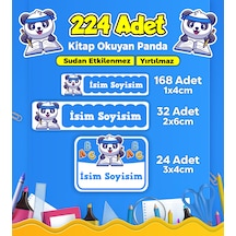 Sevimli Panda Temalı Okul Kreş Kişiye Özel İsim Etiket Seti - Model 170 Çok Renkli