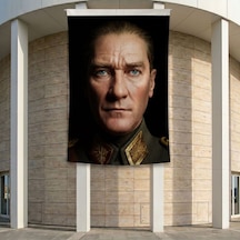 Mavi Gözlü Atatürk Yakın Çekim Portre Poster Bayrak Premium Raşel Kumaş Ata67 2x3m Diğer