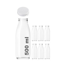 500 Ml Şeffaf Sürahi Süt, Ayran, Su, Limonata, Meşrubat Şişesi 500 Cc Yırtmalı Kapaklı Cam Şişe 6 Adet 6, Be