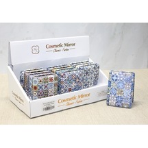 Büro Ev Ofis Personel Hediyesi İçin Taşlı Kalın Dörtgen Stil El Aynası Çok Renkli