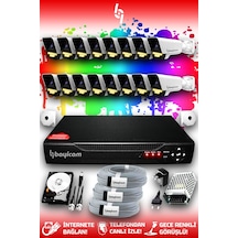 Bayicam 16 Kameralı Süper 16 Dış Kamera Set 250 GB 5 MP 2K Renkli Gece Görüşlü Güvenlik Kamerası Sistemi