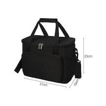 15l 24 Kutu Yalıtımlı Öğle Yemeği Çantası, Öğle Yemeği/iş/okul/piknik İçin Soğutucu Çanta Siyah