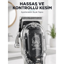 Lb Profesyonel Saç Tıraş Makinesi Şarjlı Lcd Ekranlı 4 Taraklı 1800 Mah Güçlü Motorlu Saç Kesme Makinesi