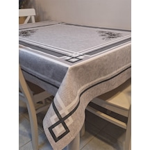 Dora Pano Elyaf Tabanlı Pvc Muşamba - Desenli Silinebilir 120 X 140 Hazır Masa Örtüsü Gri