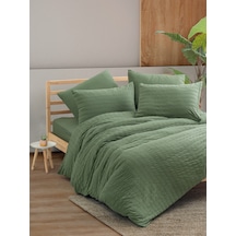 Cotton Box Crepe Penye Çift Kişilik Lastikli Çarşaflı Nevresim Takımı Yeşil