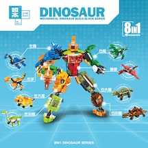 670pcs 6 Inter 1 Dönüşüm Robot Dinozor Yapı Taşları Dino İnşaat Figürleri Tuğlalar Eğitim Oyuncakları Çocuklar-8in1 Dinozor Nobox