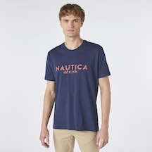 Nautica Erkek Lacivert Kısa Kollu Standart Fit T-shirt Baskılı Ve37306t