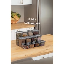 12'li 3 Boy Kavanoz Seti & Saklama Kabı & Erzak Kabı 6x650/1300/1900 Ml 40 Lı Etiket Hediyeli Füme