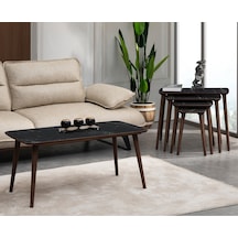 Vovvahome Luci 4lü Mdf Ahşap Zigon Sehpa Ve Orta Sehpa - Siyah