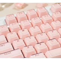 Mekanik Klavye Crystal Jelly Keycap -136 Tuşlu Yarı Saydam  Rgb Tuş Takımı Pembe
