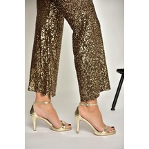Fox Shoes Y569716909 Altın İnce Topuklu Kadın Abiye Ayakkabı Altın