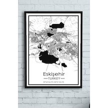 Pster14390 Eskişehir Harita Dekoratif Çerçeveli Tablo 21 X 30 7/8 Yaş