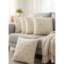 Fugo Concept 45x45 Cm Wellsoft Yumuşak Kırlent Kılıfı Kabartmalı Punch/bukle Desen Açık Krem