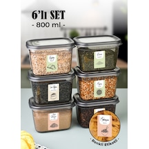 Vienev Etiketli Peggy 800 ML Dikdörtgen Saklama Kabı Antrasit 6'lı