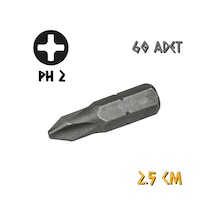 Kupa Tyson Vidalama Ucu Bits Uç - Ph2 Yıldız - 2.5 Cm. - 60 Adet