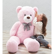 160 Cm Papyonlu Peluş Ayı-dev Boy-sevgiliye Özel Hediye - Yerli Pembe