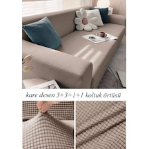 StarMall Streç Esnek Yikanabilir KareDesen Kotuk Örtüsü, kanepe, çekyat Kılıfı 3311 TakımVizon