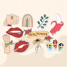 Kadın Feminist Tasarımlı Karışık Renkli 10'lu Stickers Çıkartma
