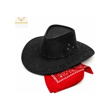 Çocuk Kovboy Şapka Siyah & Kırmızı Bandana Seti
