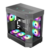 Zoko Tank 7x12 CM Kumandalı ARGB Fan Temper Cam Oyuncu Bilgisayar Kasası Siyah