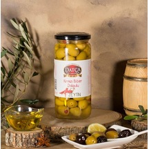 Datça Kırmızı Biber Dolgulu Yeşil Zeytin Cam 480 G