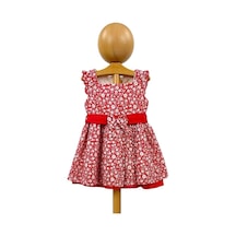 Kız Bebek Elbisesi Yazlık Bebek Elbisesi Kırmızı Çiçekli 001
