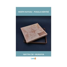 Pusula Temalı Kişiye Özel Şık Hediye Kutusu 16x17 Cm