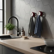 Pratik Tak-çıkar Havlu Askısı - Kendinden Yapışkanlı, Vidalama Gerektirmez, 2 Li Set Mutfak, Banyo, Kapı Arkası İçin Uygun Metalik