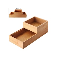 2'li Çok Amaçlı Bambu Organizer Set - Büyük Ve Küçük Boy Banyo, Mutfak Ve Ofis Düzenleyici Kutu Doğal