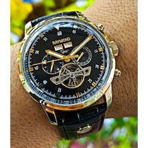 Raymond Star Serisi Gold Siyah Otomatik Erkek Kol Saati Altın