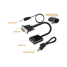Vga Hdmi Dönüştürücü Kablo + Audio Ses Çevirici Vga To Hdmi