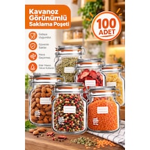 Klips Desenli Mini Boy Kavanoz Görünümlü Kilitli Doypack Saklama Poşeti 11x15 Cm - 200 Ml 50 Adet