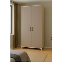 Deniz 2 Kapaklı Çekmeceli Genç Odası Dolabı % 100 Mdf Kalitesi Rehau Kaplama Kapaklar Ağaç Ayaklar Vizon