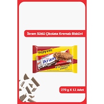 İkram Sütlü Çikolatalı Kremalı Bisküvi - 3'lü Paket - 270 Gram - 12 Adet