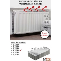 Petek Arkası Isı Yalıtım Levhası 4 Adet 75x50 Cm 5 Mm Kalınlık Kalorifer Radyatör Arkası Folyo