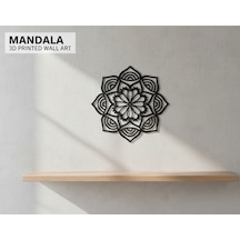 Modern Zen Geometrik Mandala 2 Li Set - 3d Baskı Dekoratif Duvar Sanatı - 21x21 Cm Siyah