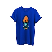 Balıkçılık Ve Macera Tema Baskılı %100 Pamuk Regular Fit Bisiklet Yaka Unisex T-shirt Saks Mavi