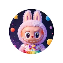 Yenilebilir Yuvarlak Pasta Resim Baskısı 20 Cm Şekerli Kağıt Labubu Temalı 95