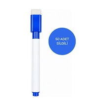 Mavi Mürekkepli Mini Beyaz Tahta Kalemi 50 Li Paket, Silgili