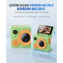 Gees Global Çeşithane G13pro Mini Retro Kamera Hd, Çift Lensli Döndürülebilir Selfie Ekranlı, Taşınabilir Başparmak Vlog Kamerası Yeşil Gbzs
